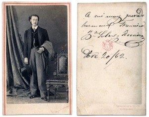 Joan Soler Rovirosa. 1862. Carte de Visite. Cte. de Vernay. Rambla del Centro 36 y 38. Barcelona